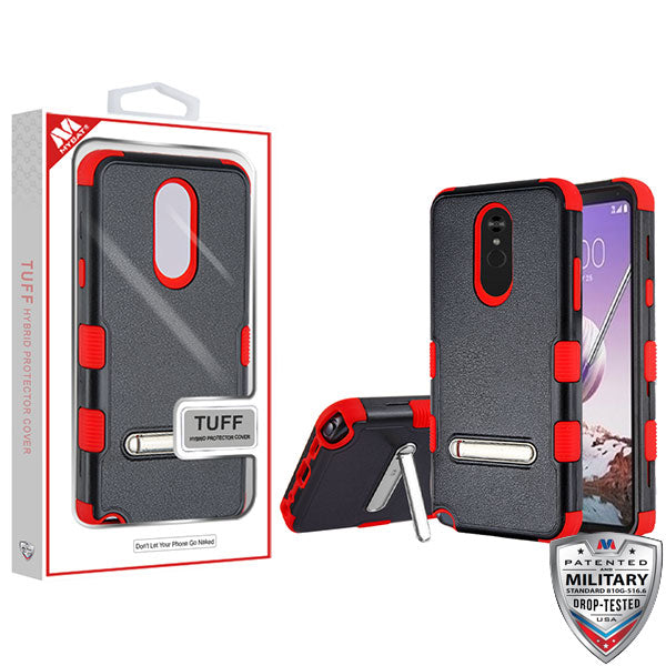 MyBat TUFF Series Case (with Magnetic Metal Stand) for LG Stylo 5 - Natural Black / Red