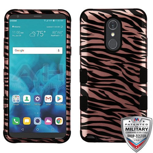 MyBat TUFF Series Case for LG Stylo 4 / Stylo 4 Plus - Zebra Skin / Black (2D Rose Gold) / Black