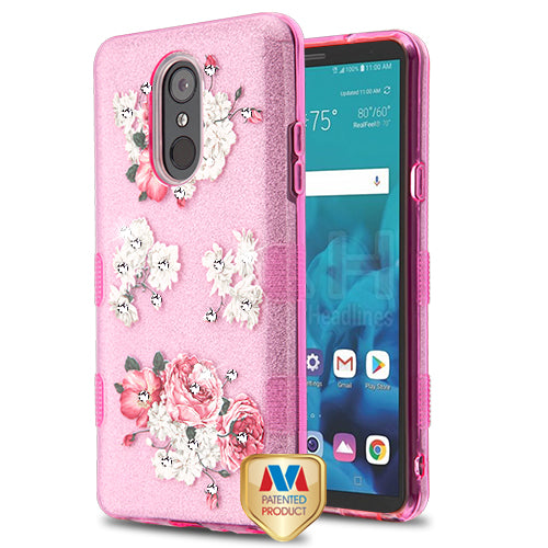 MyBat Full Glitter TUFF Series Case for LG Stylo 4 / Stylo 4 Plus - European Peony (Pink) Diamante