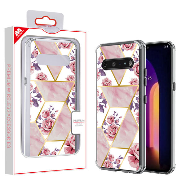 MyBat Fusion Protector Cover for LG V60 ThinQ (5G) - Electroplated Roses Marbling