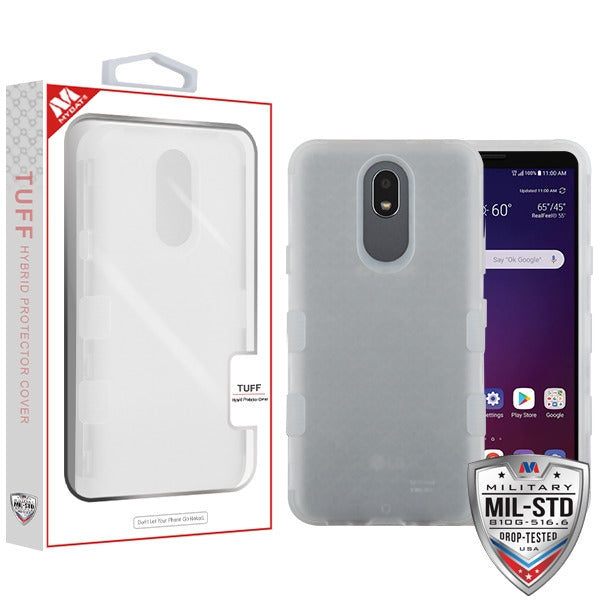 MyBat TUFF Series Case for LG X320 (Escape Plus)/Tribute Royal / Prime 2 - Semi Transparent White Frosted / Transparent White