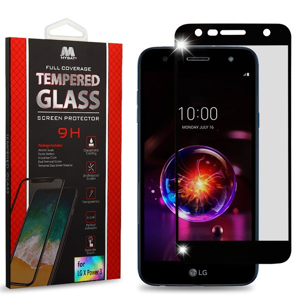 MyBat Full Coverage Tempered Glass Screen Protector for LG X Power 3 - Black