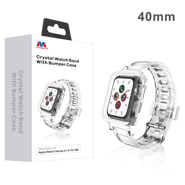 MyBat Crystal Watch Band with Bumper Case for Apple Watch Series 6 40mm/Watch SE 40mm / Watch Series 5 40mm - Transparent Clear