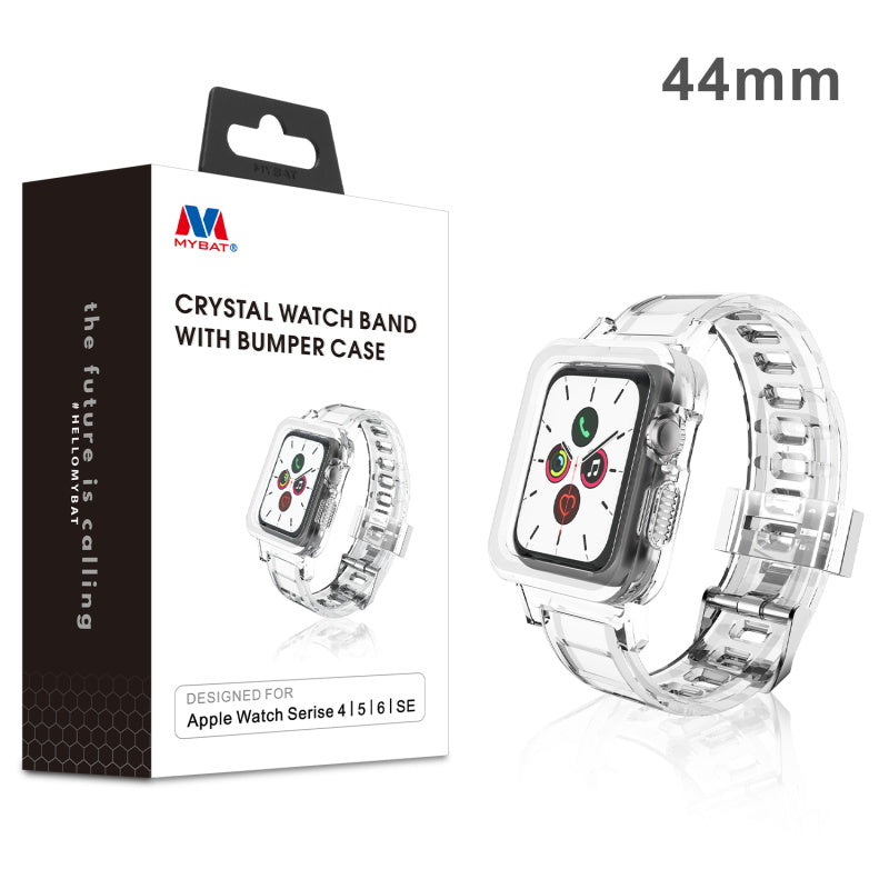 MyBat Crystal Watch Band with Bumper Case for Apple Watch Series 6 44mm/Watch SE 44mm / Watch Series 5 44mm - Transparent Clear