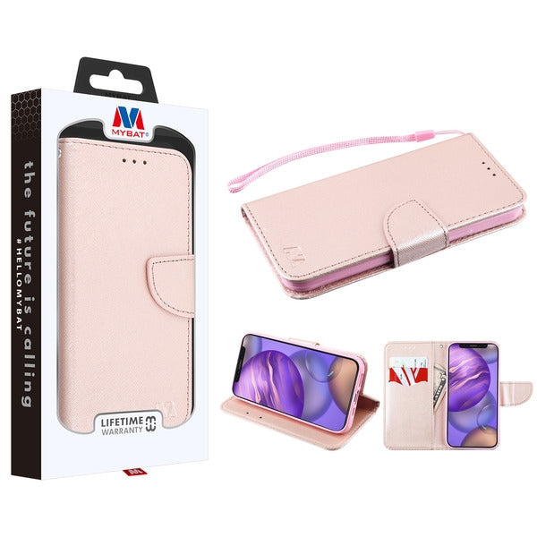 MyBat Liner MyJacket Wallet Crossgrain Series for Apple iPhone 12 mini (5.4) - Rose Gold Pattern / Rose Gold