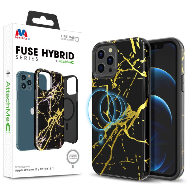 MyBat Fuse Series Case +AttachMe for Apple iPhone 12 Pro (6.1) / 12 (6.1) - Black Marble