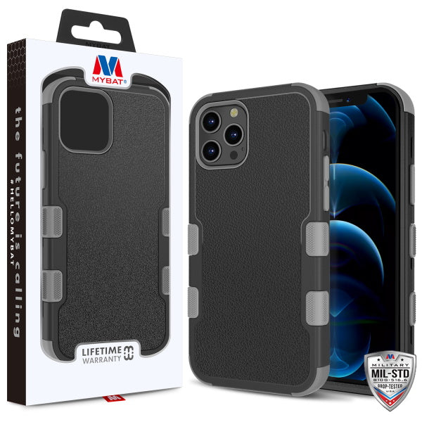 MyBat TUFF Hybrid Protector Case [Military-Grade Certified] for Apple iPhone 12 (6.1) / 12 Pro (6.1) - Natural Black / Iron Gray
