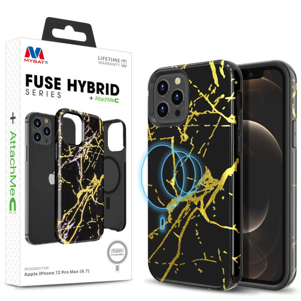 MyBat Fuse Series Case +AttachMe for Apple iPhone 12 Pro Max (6.7) - Black Marble