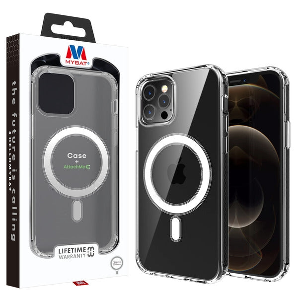MyBat Fusion Hybrid Case + AttachMe with MagSafe Compatible for Apple iPhone 12 Pro Max (6.7) - Transparent Clear