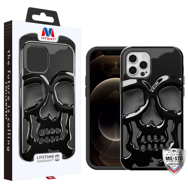 MyBat Skullcap Hybrid Protector Cover for Apple iPhone 12 Pro Max (6.7) - Jet Black / Black