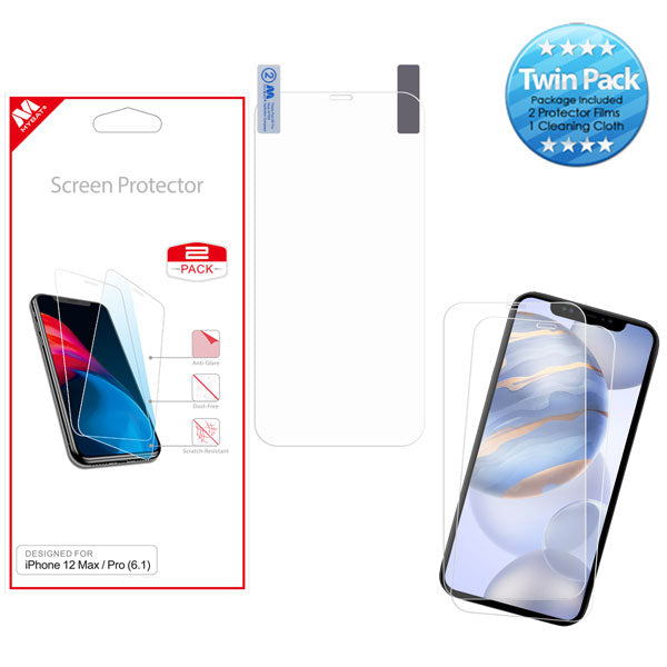 MyBat Screen Protector Twin Pack for Apple iPhone 12 (6.1) / 12 Pro (6.1) - Clear