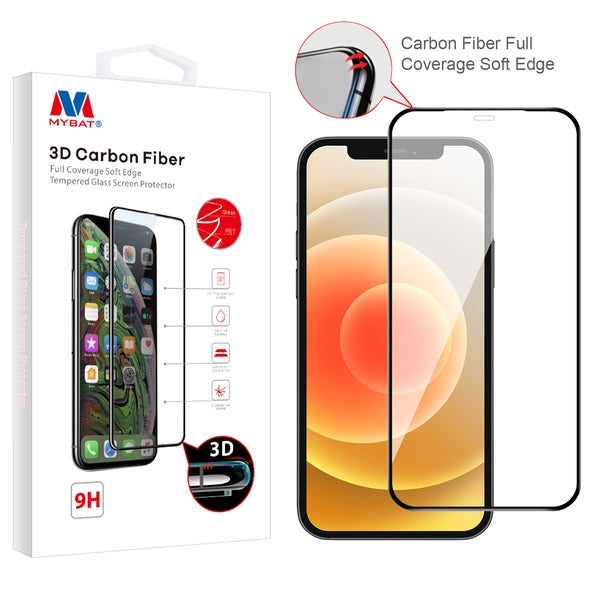 MyBat 3D Carbon Fiber Full Coverage Soft Edge Tempered Glass Screen Protector for Apple iPhone 12 mini (5.4) - Black