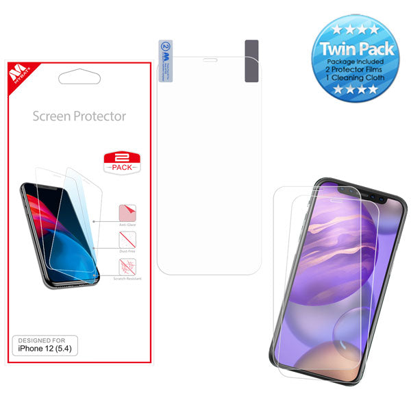 MyBat Screen Protector Twin Pack for Apple iPhone 12 mini (5.4) - Clear