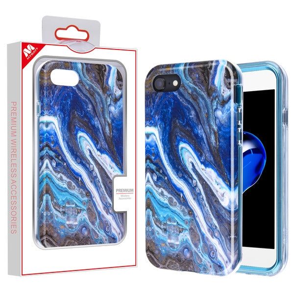 MyBat Frame Hybrid Case for Apple iPhone 8/7 / SE (2020) - Blue Stone Marbling Blue