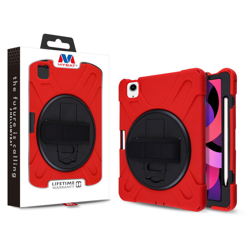 MyBat Rotatable Stand Protector Cover (with Wristband) for Apple iPad Air 10.9 (2020)/iPad Pro 11 (2020) / iPad Pro 11 (2021) - Black / Red