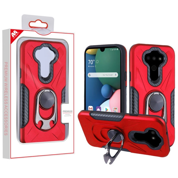 MyBat Hybrid Protector Cover (with Ring Holder Kickstand Bottle) for LG Phoenix 5/Tribute Monarch / K31 (Aristo 5)/Fortune 3 - Red / Black