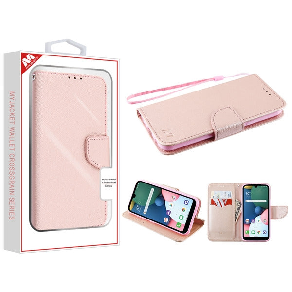 MyBat Liner MyJacket Wallet Crossgrain Series for LG K31 (Aristo 5)/Fortune 3/Tribute Monarch / Phoenix 5 - Rose Gold Pattern / Rose Gold