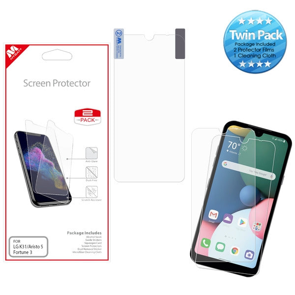 MyBat Screen Protector Twin Pack for LG K31 (Aristo 5)/Fortune 3/Tribute Monarch / Phoenix 5 - Clear