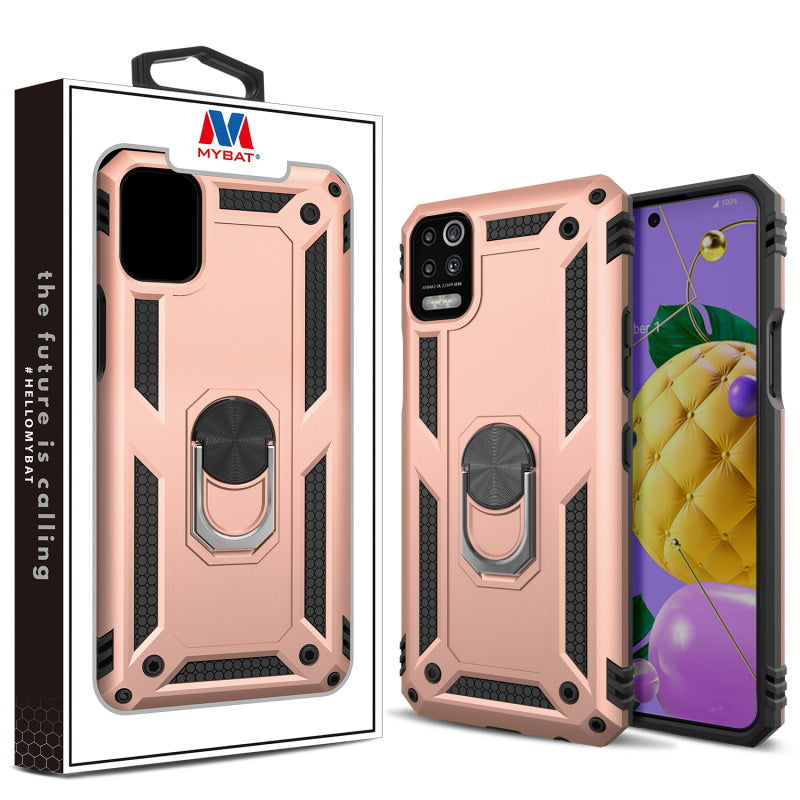 MyBat Anti-Drop Hybrid Protector Case (with Ring Stand) for LG K53 - Rose Gold / Black