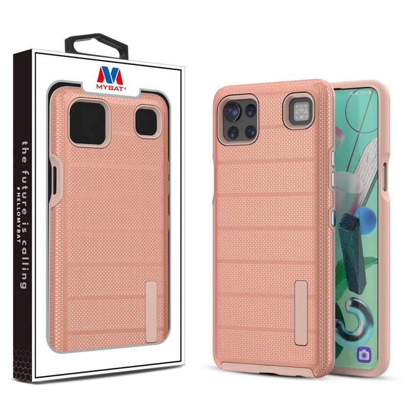 MyBat Fusion Protector Cover for Cricket Grand LG K92 5G - Rose Gold Dots Textured / Rose Gold