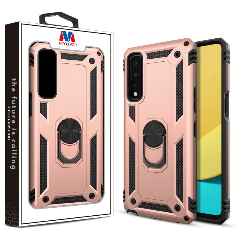 MyBat Anti-Drop Hybrid Protector Case (with Ring Stand) for LG Stylo 7 5G - Rose Gold / Black