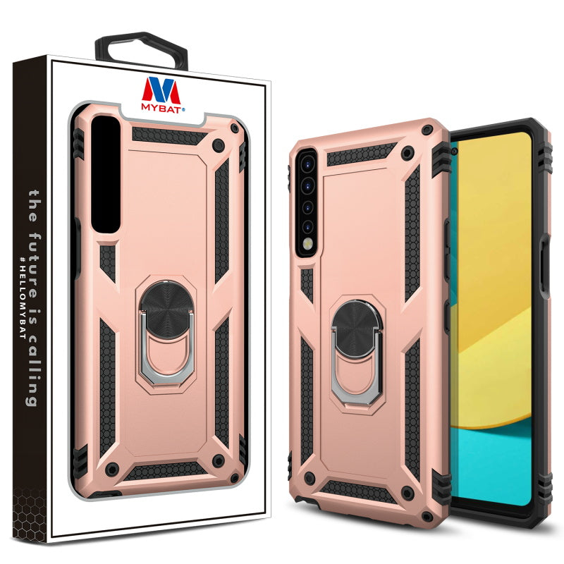 MyBat Anti-Drop Hybrid Protector Case (with Ring Stand) for LG Stylo 7 / FH50 - Rose Gold / Black