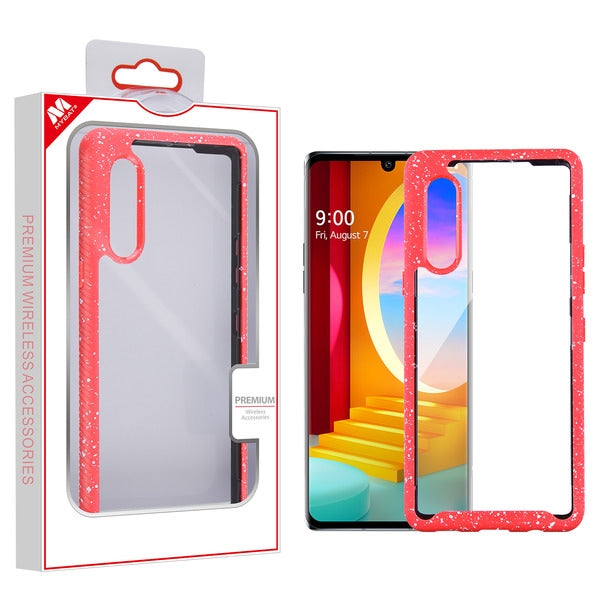 MyBat Hybrid Case for LG Velvet - Highly Transparent Clear / Red Splash