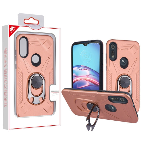 MyBat Hybrid Protector Cover (with Ring Holder Kickstand Bottle) for Motorola Moto E (2020) / Moto E7 (2020) - Rose Gold / Black