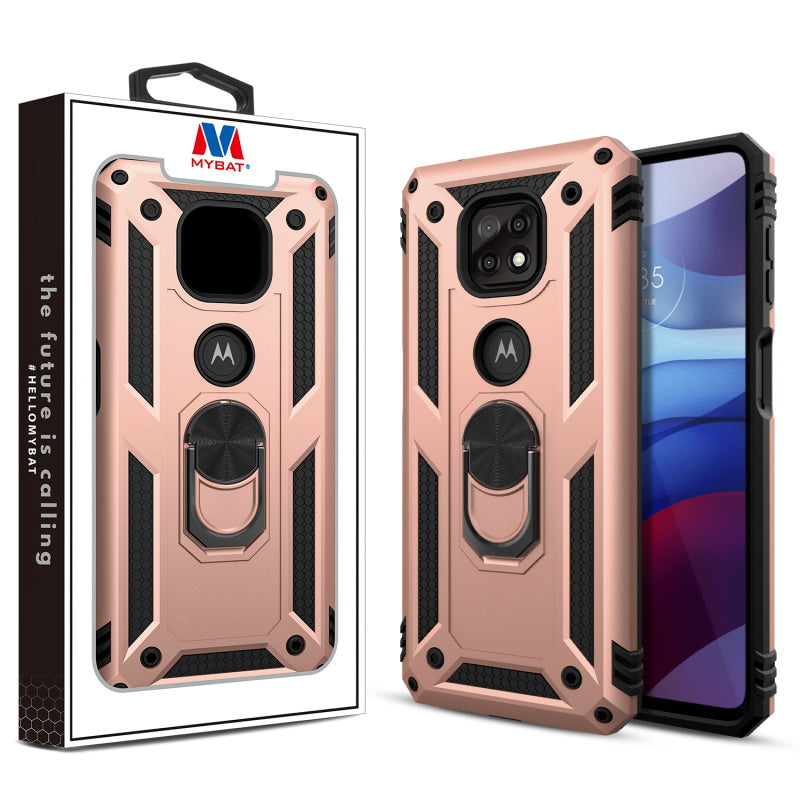 MyBat Anti-Drop Hybrid Protector Case (with Ring Stand) for Motorola Moto G Power (2021) - Rose Gold / Black