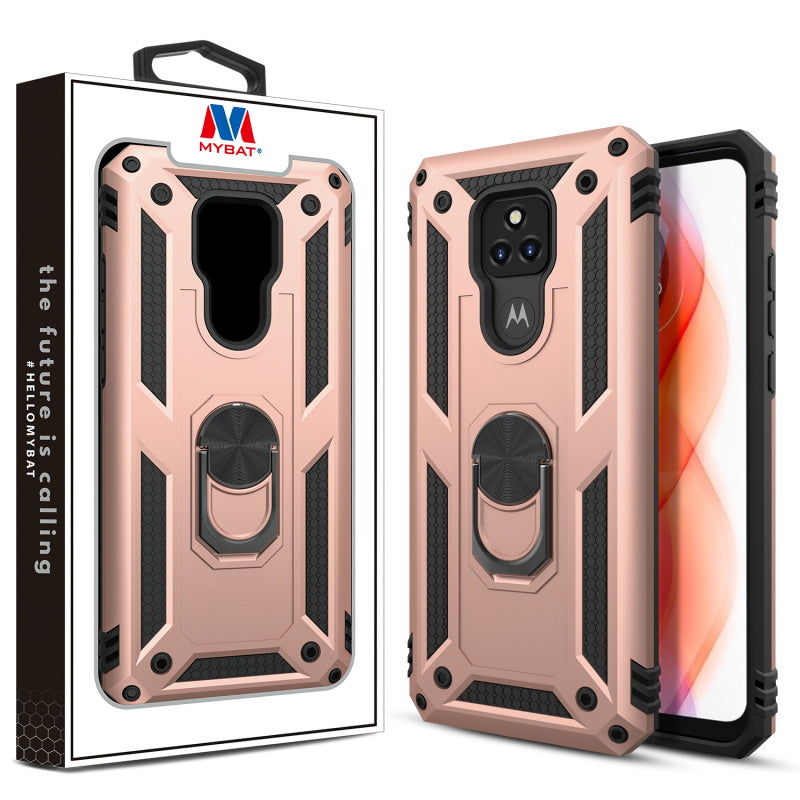 MyBat Anti-Drop Hybrid Protector Case (with Ring Stand) for Motorola Moto G Play (2021) - Rose Gold / Black