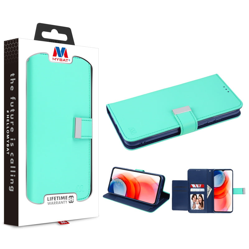 MyBat MyJacket Wallet Xtra Series for Motorola Moto G Play (2021) - Teal Green / Dark Blue
