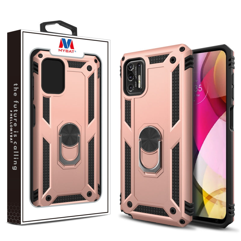 MyBat Anti-Drop Hybrid Protector Case (with Ring Stand) for Motorola Moto G Stylus (2021) - Rose Gold / Black