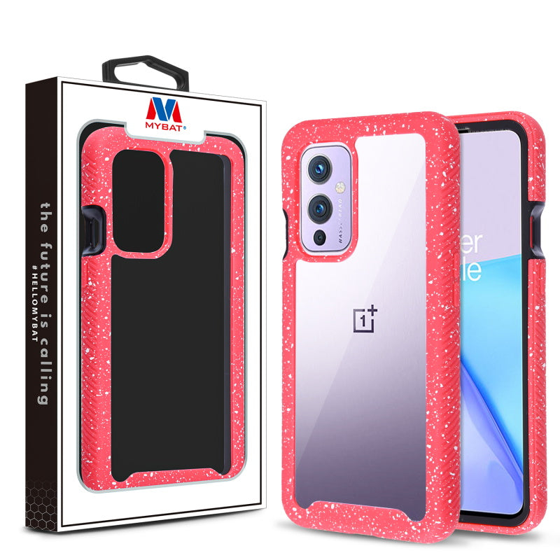 MyBat Splash Hybrid Case for Oneplus 9 - Highly Transparent Clear / Red