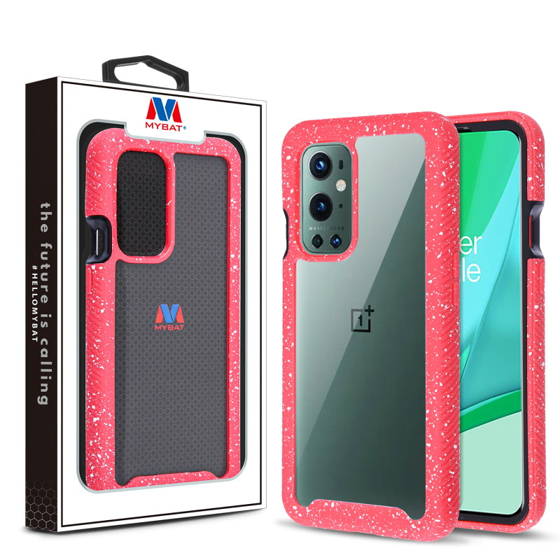 MyBat Splash Hybrid Case for Oneplus 9 Pro - Highly Transparent Clear / Red