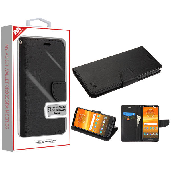 MyBat Liner MyJacket Wallet Crossgrain Series for Motorola Moto E5 Plus / Moto E5 Suprae - Black Pattern / Black