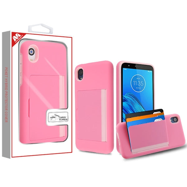 MyBat Poket Hybrid Protector Cover (with Back Film) for Motorola Moto E6 - Pink / Soft Pink