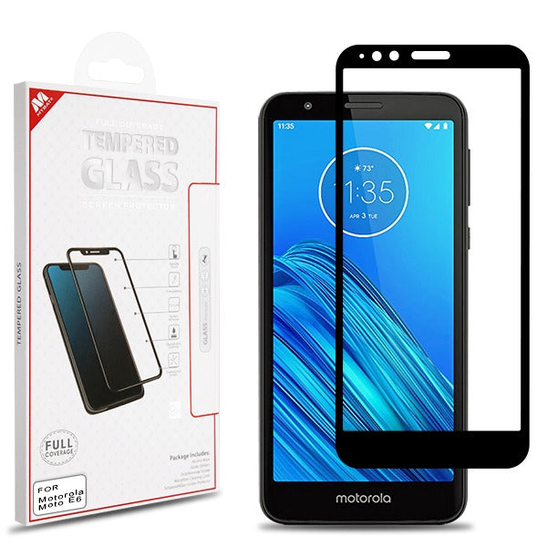 MyBat Full Coverage Tempered Glass Screen Protector for Motorola Moto E6 - Black