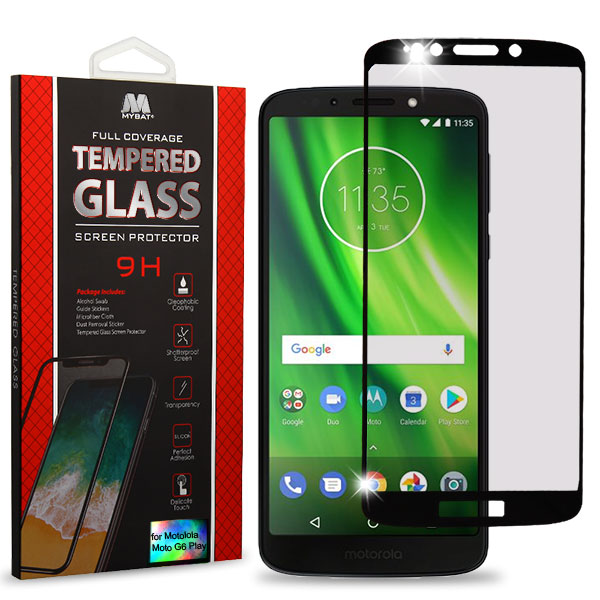MyBat Full Coverage Tempered Glass Screen Protector for Motorola Moto G6 Play/Moto E5 / Moto G6 Forge - Black