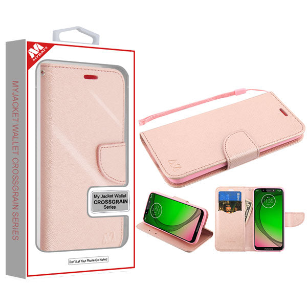 MyBat Liner MyJacket Wallet Crossgrain Series for Motorola Moto G7 Play Alcatel T-Mobile Revvlry - Rose Gold Pattern / Rose Gold