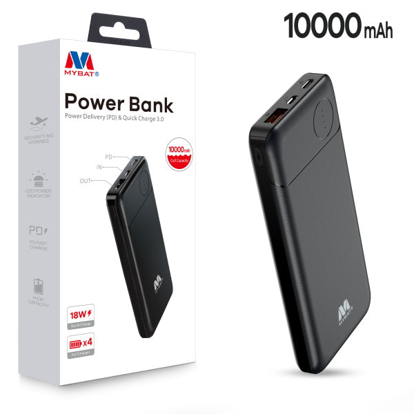 MyBat 10000mAh Power Delivery Power Bank (18W) for - Black