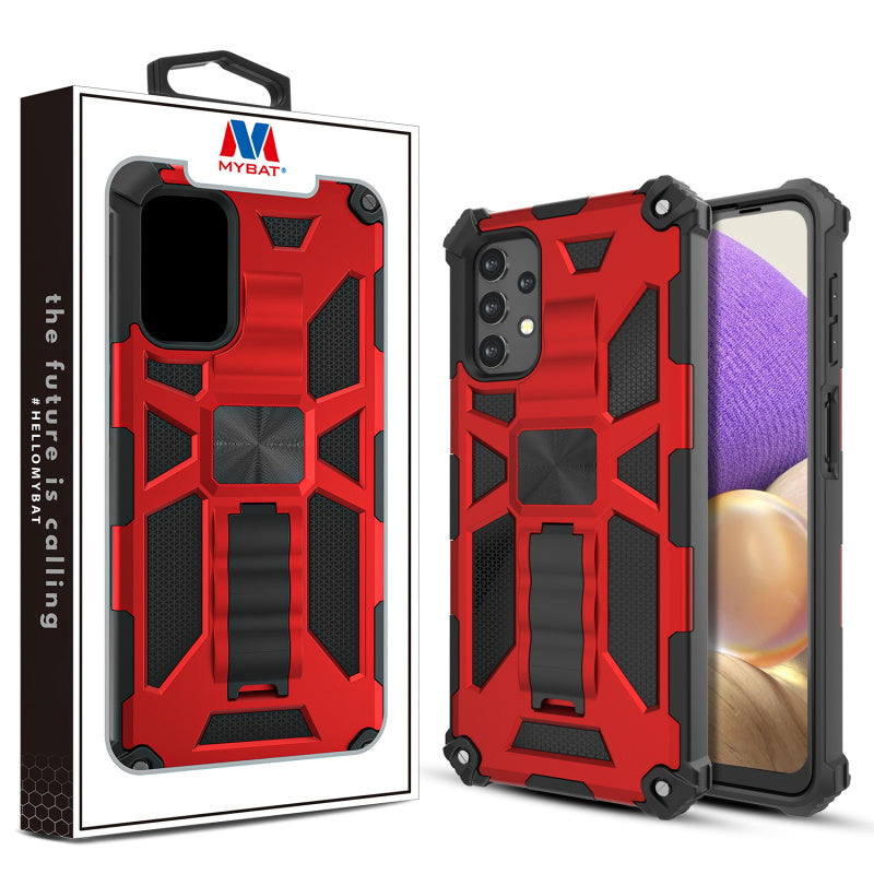 MyBat Sturdy Hybrid Protector Cover (with Stand) for Samsung Galaxy A32 5G - Red / Black