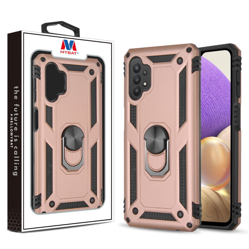 MyBat Anti-Drop Hybrid Protector Case (with Ring Stand) for Samsung Galaxy A32 5G - Rose Gold / Black