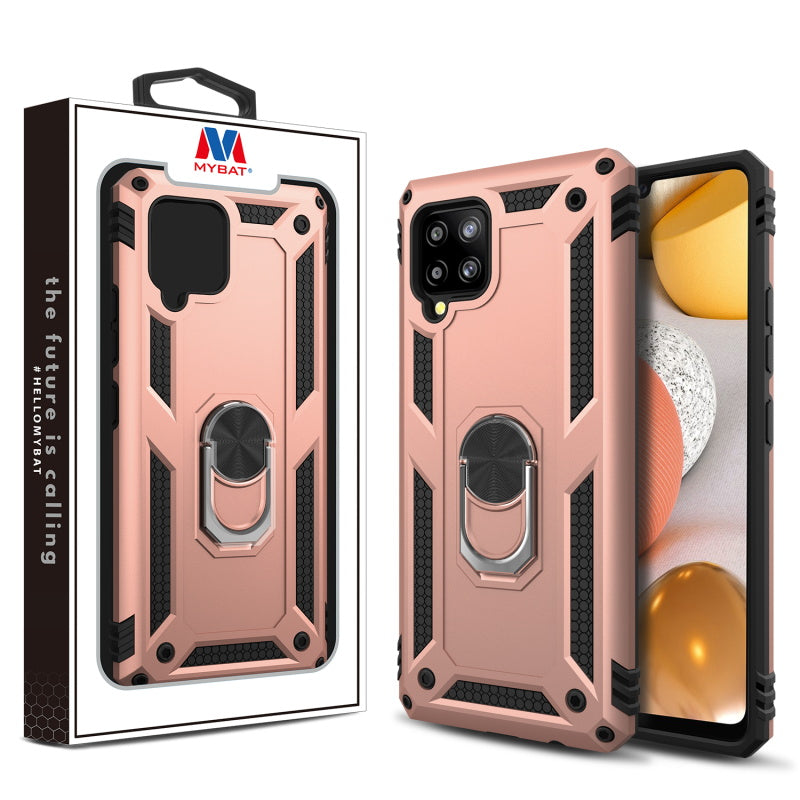 MyBat Anti-Drop Hybrid Protector Case (with Ring Stand) for Samsung Galaxy A42 5G - Rose Gold / Black