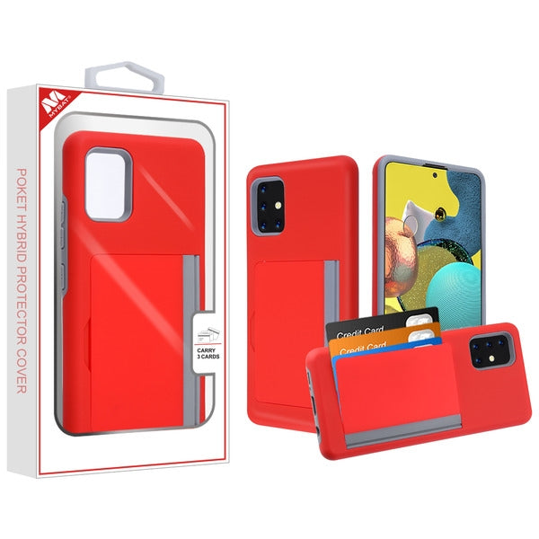 MyBat Poket Hybrid Protector Cover (with Back Film) for Samsung Galaxy A51 5G - Red / Gray