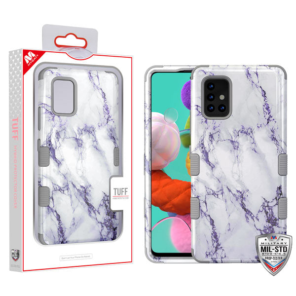 MyBat TUFF Series Case for Samsung Galaxy A51 - White Marbling / Iron Gray