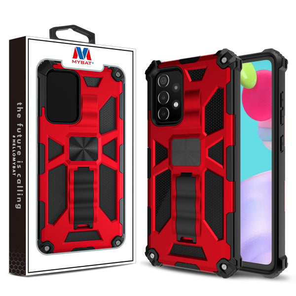 MyBat Sturdy Hybrid Protector Cover (with Stand) for Samsung Galaxy A52 5G - Red / Black