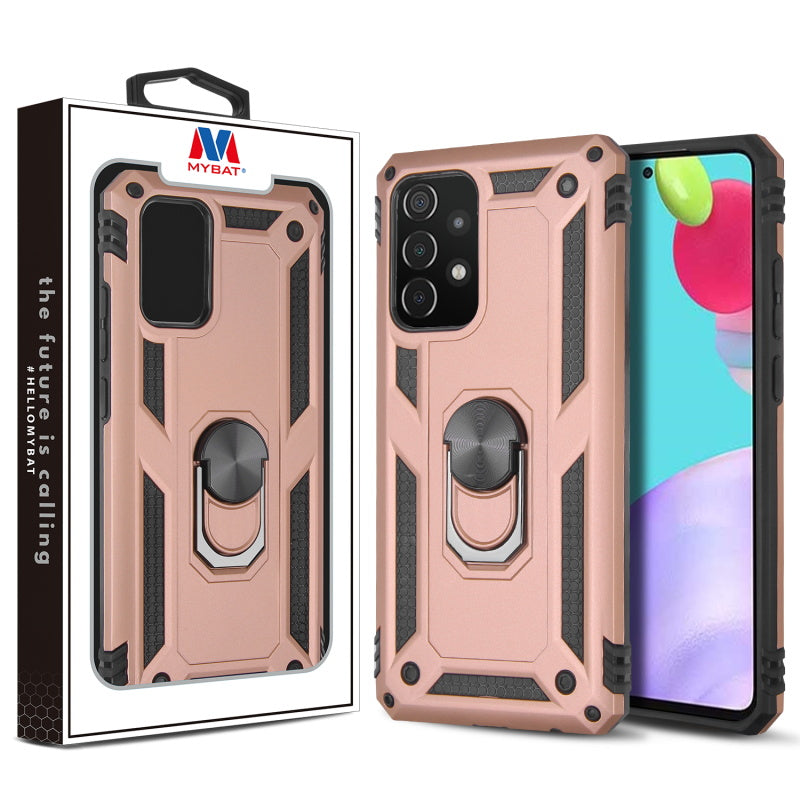 MyBat Anti-Drop Hybrid Protector Case (with Ring Stand) for Samsung Galaxy A52 5G - Rose Gold / Black