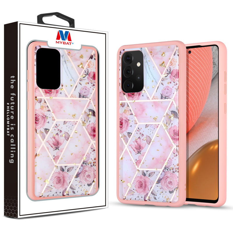 MyBat Hybrid Case for Samsung Galaxy A72 5G - Roses Marbling / Pink