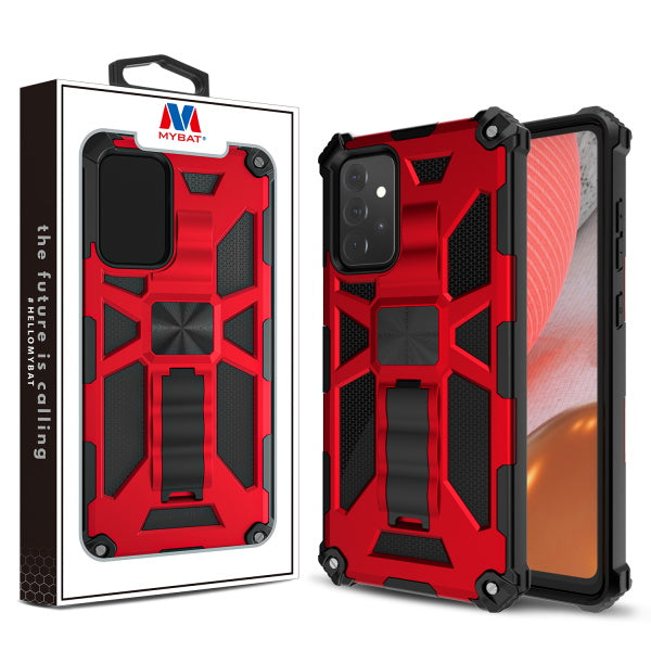 MyBat Sturdy Hybrid Protector Cover (with Stand) for Samsung Galaxy A72 5G - Red / Black