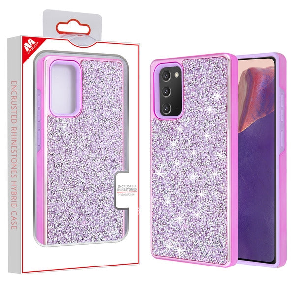 MyBat Encrusted Rhinestones Hybrid Case for Samsung Galaxy Note 20 - Electroplated Purple / Purple